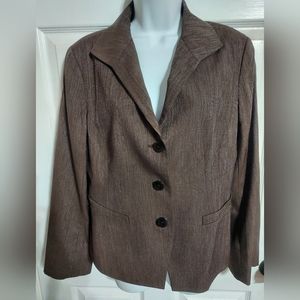Lafayette 148 New York Blazer Brown Thin Pinstripe Size 10